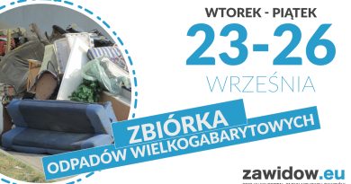 Gabaryty: kanapy, dywany etc. oraz niebieski napis z datę odbioru.