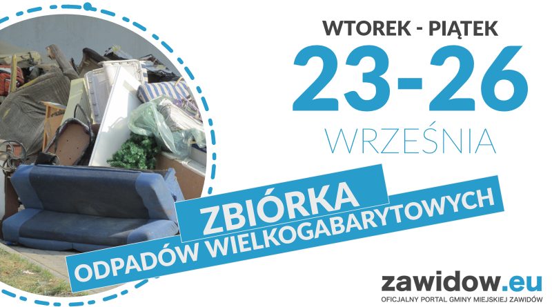 Gabaryty: kanapy, dywany etc. oraz niebieski napis z datę odbioru.