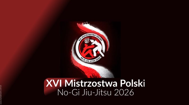 czerwono-czarne tło a na nim dwie walczące postacie w kole biało-czerwonym.